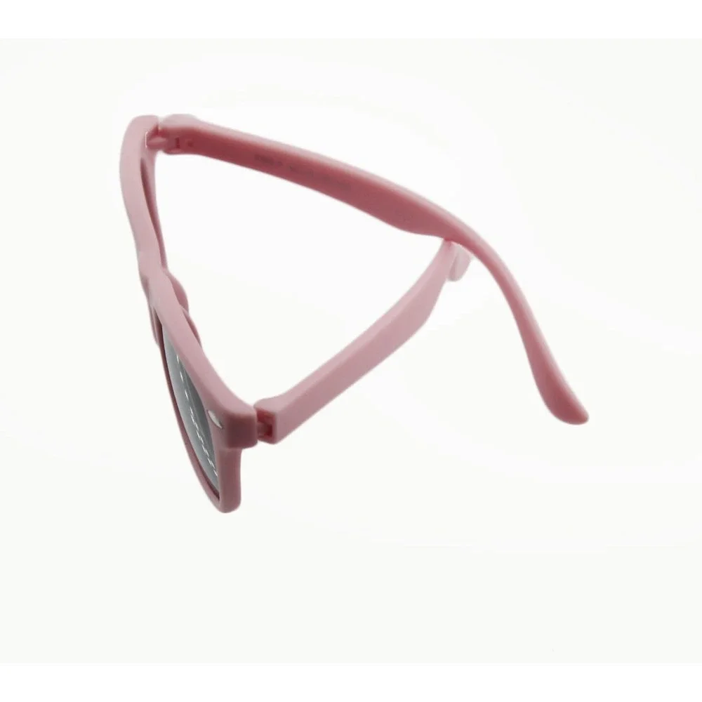 Debuff Kids Flexible Sunglasses Pink Matte Wayfarer Style with Pouch
